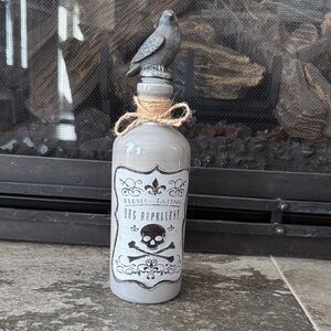 Halloween Decorative Gray Bug Repellent Bottle with Bird Topper
